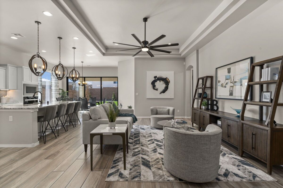 Great room at The Trails at El Cerro new home community