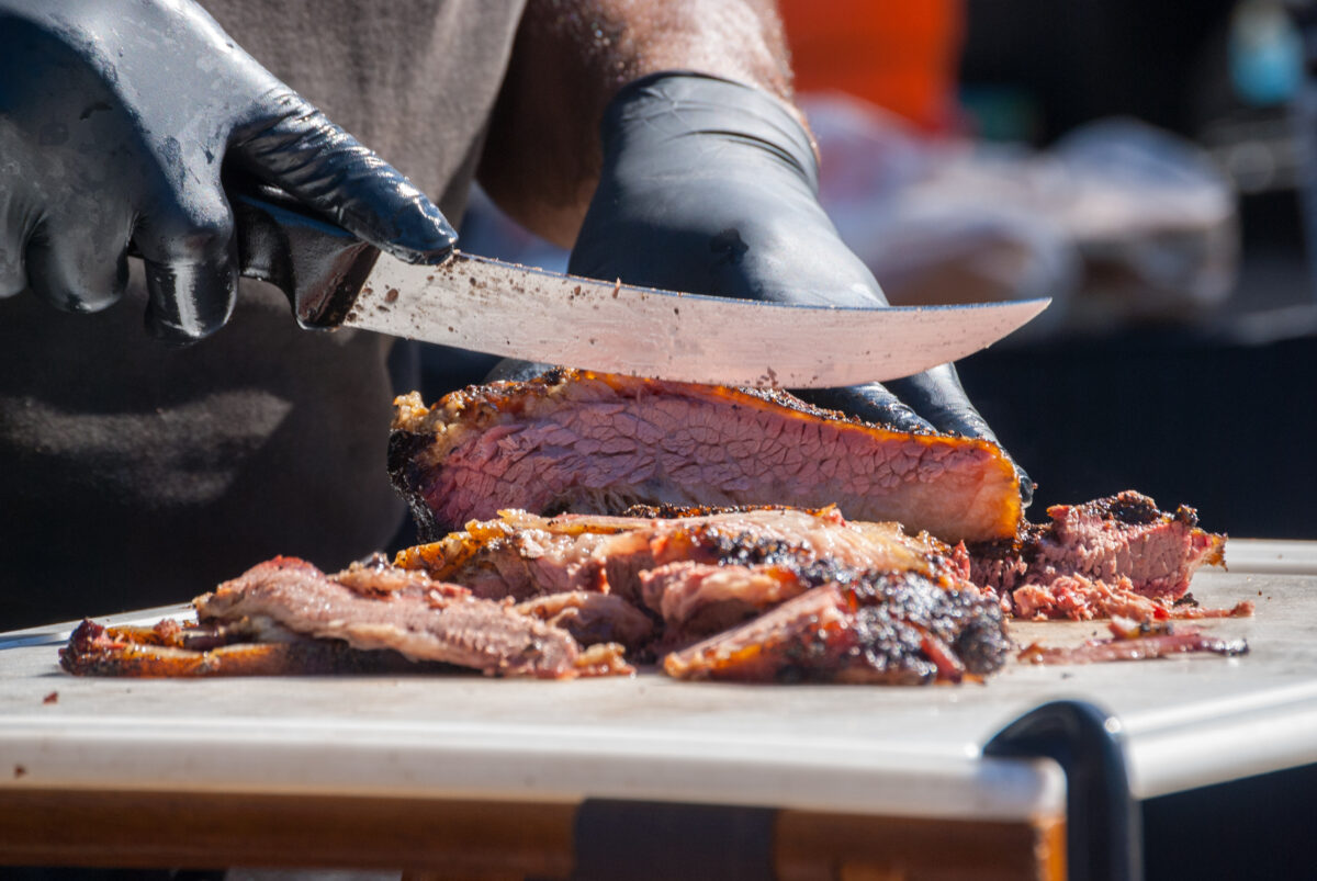 Carving Beef Fresh from the Smoker