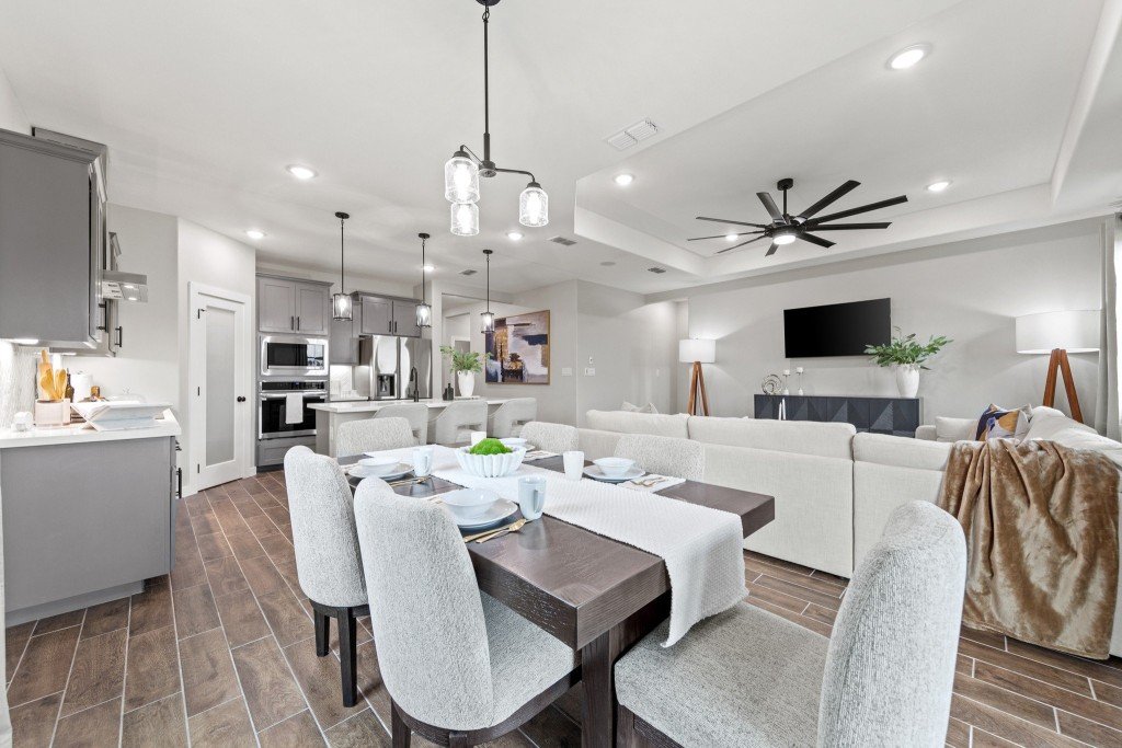 Hakes Brothers living room and kitchen model home interior