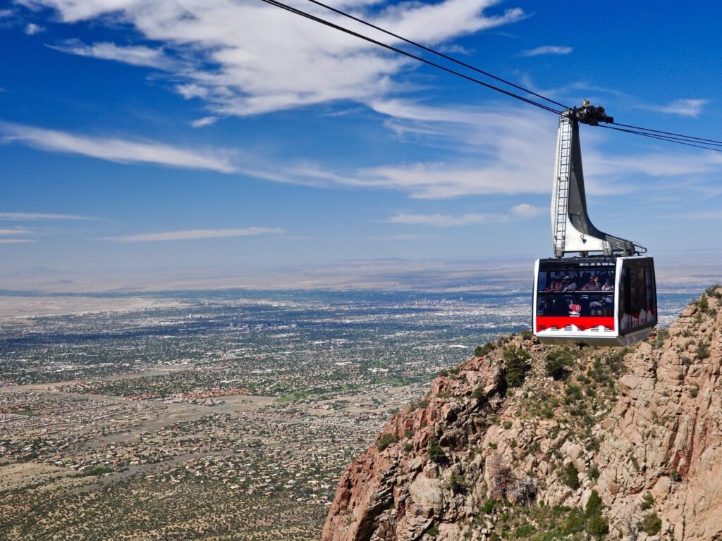 Sandia Peak tram over Albuquerque