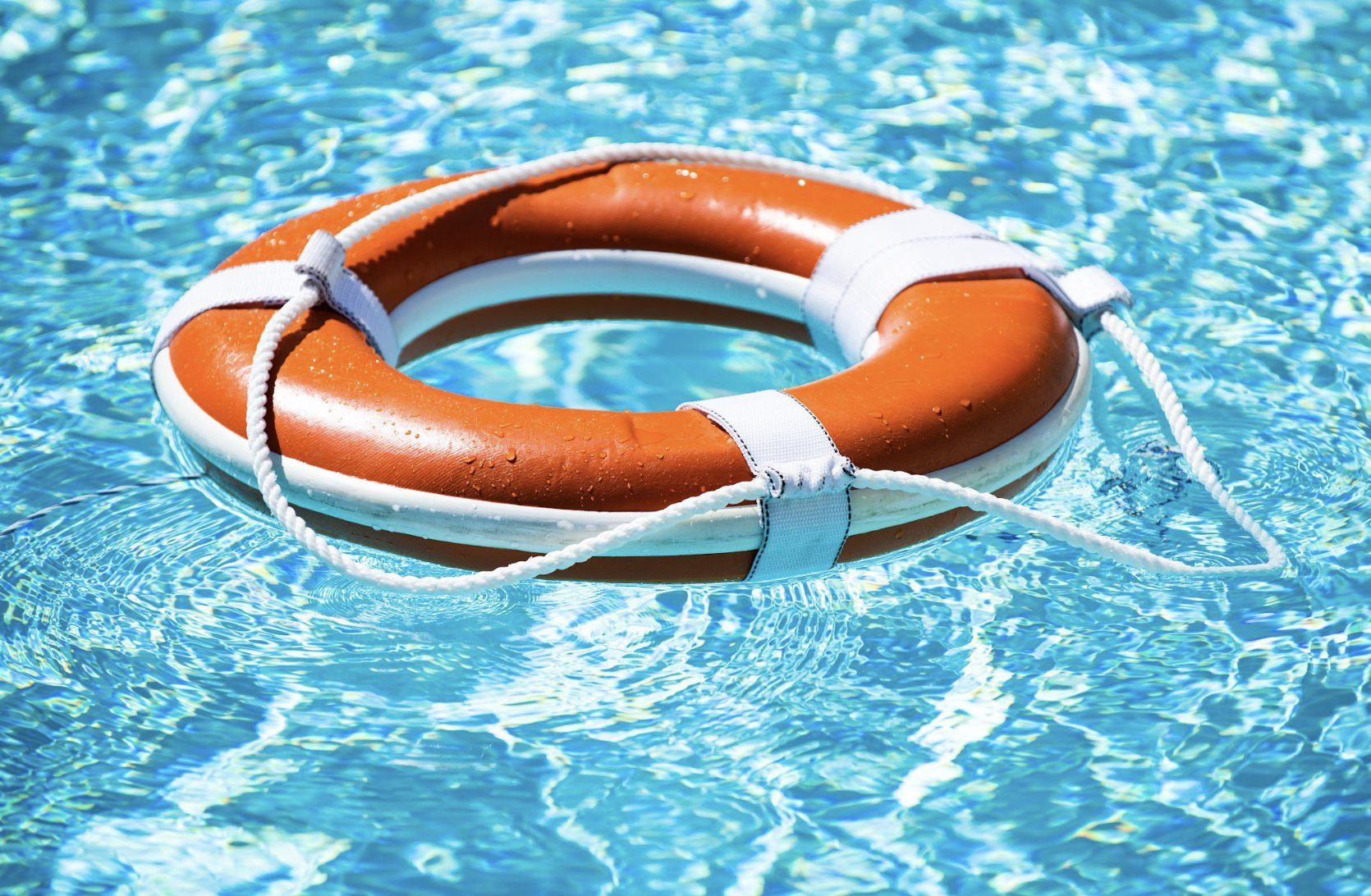 Safety pool ring floating on the water