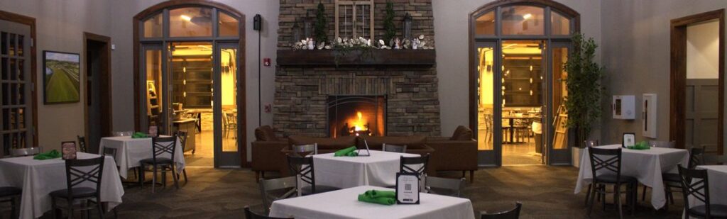 Outdoor dining at Tavern on the Moor in the evening.