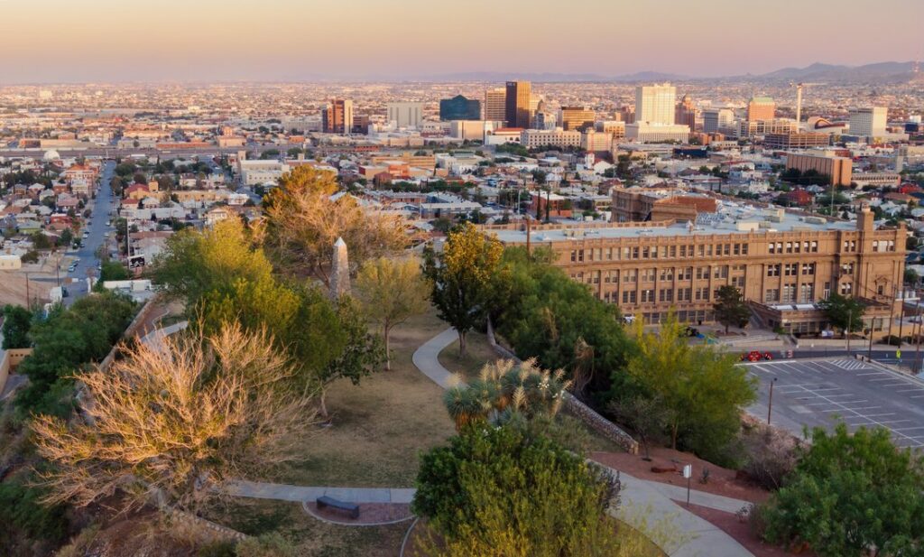 Downtown El Paso at sunset