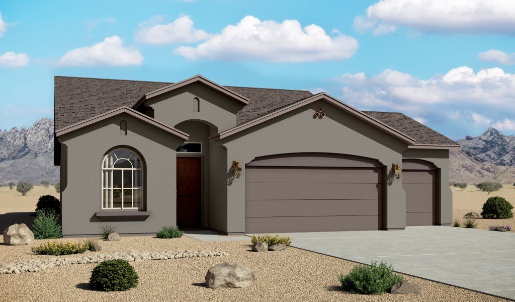 Mountain Hawk 1649 3 Car Garage Mediterranean Elevation