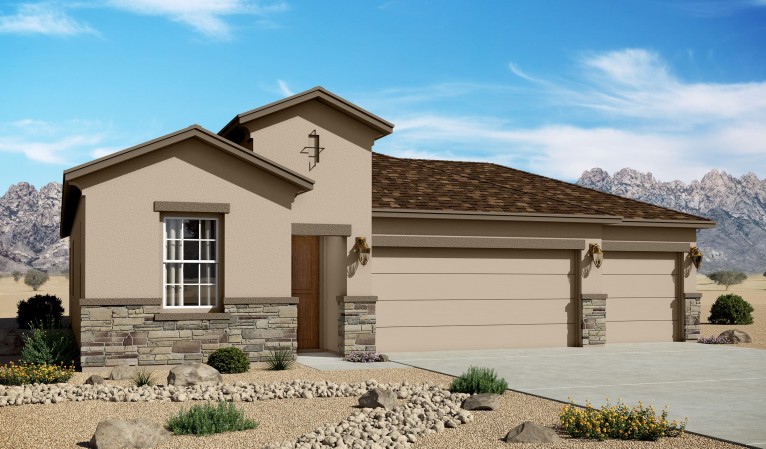 Mountain Hawk 1752 3 Car Garage Tuscan Elevation