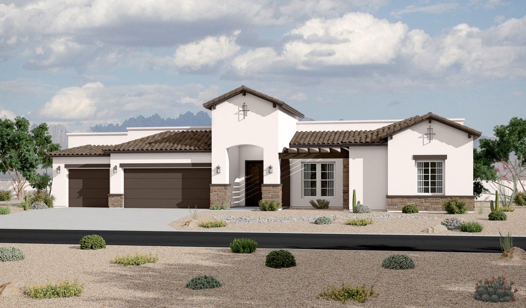 Rancho Del Gallo 3627 Tuscan Elevation - 3 Car Garage Option