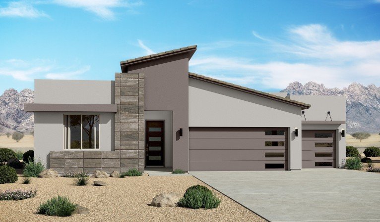 Contemporary Elevation - 3 Car Garage