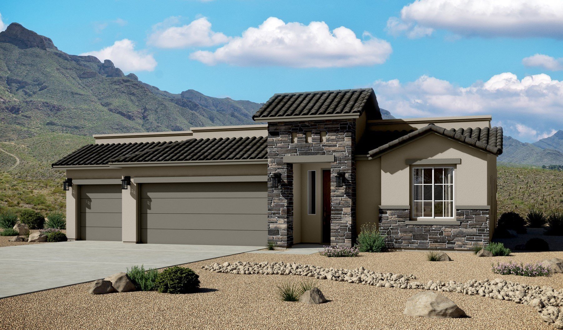 Tuscan Elevation - 3 Car Garage