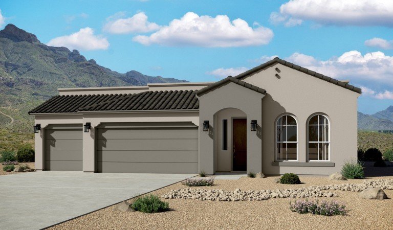 Garden Park 2085 Spanish Elevation 3 Car Garage