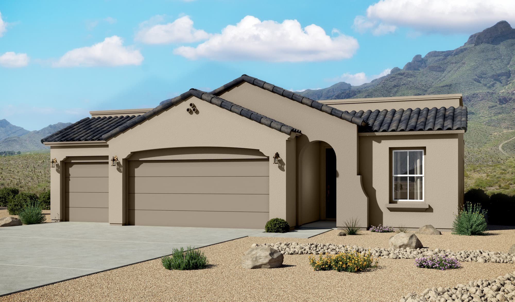 Spanish Elevation - 3 Car Garage