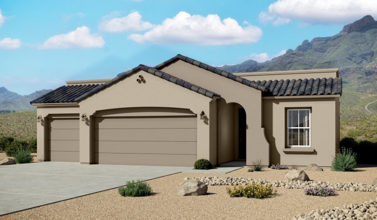 Spanish Elevation - 3 Car Garage
