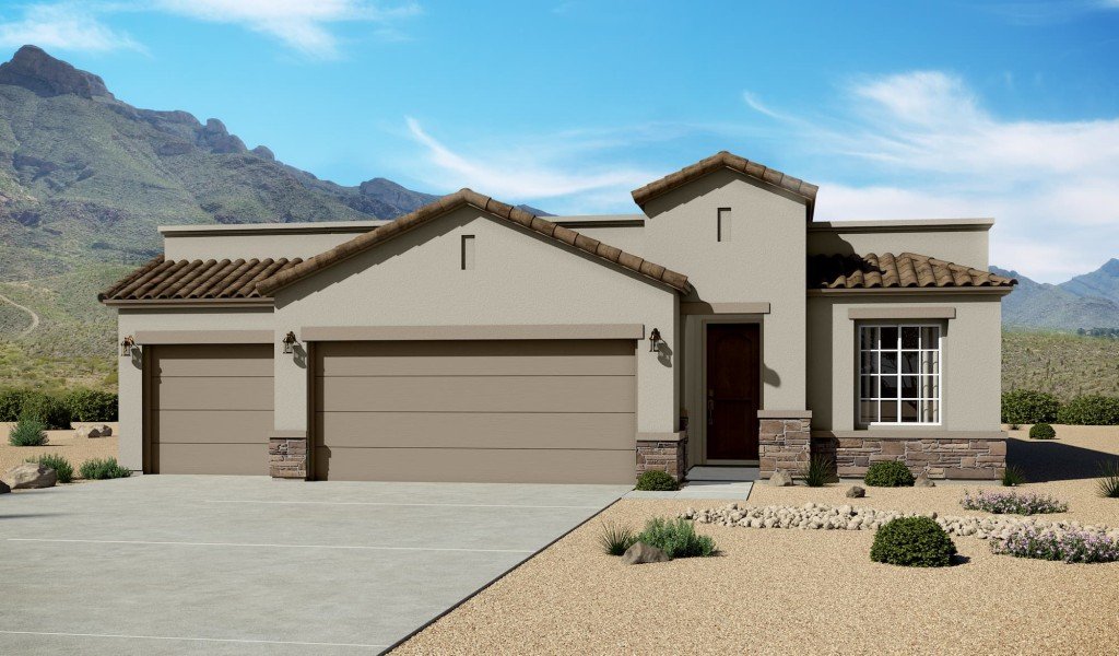 Tuscan Elevation - 3 Car Garage