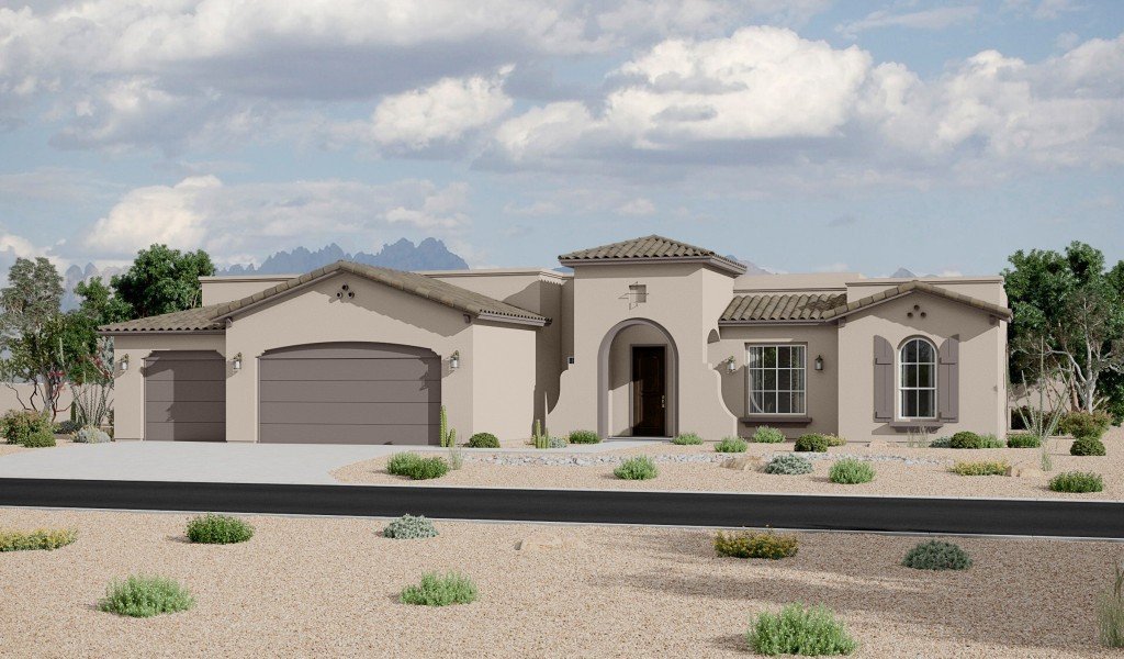 Red Hawk Estates_2088_Spanish Colonial-3 Car_Rendering