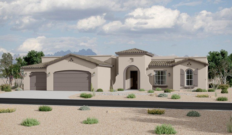 Red Hawk Estates_2088_Spanish Colonial-3 Car_Rendering