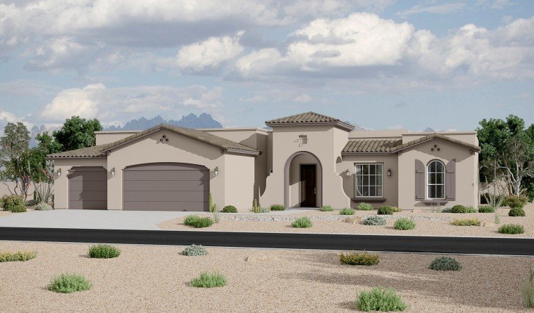 Red Hawk Estates_2088_Spanish Colonial-3 Car_Rendering