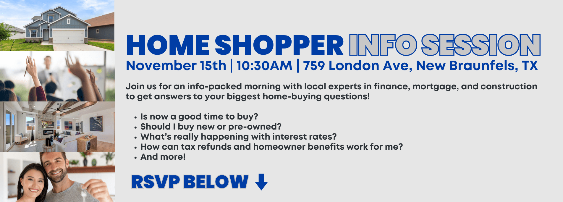 Home Shopper Info Session – Nov 15 at the Highland Ridge Model Home in New Braunfels