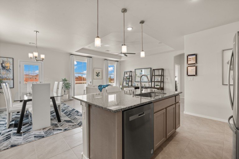 1522 Sophora Tuscan Kitchen view into great room and dining area